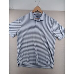 Johnnie-O Polo Shirt Mens XXL Performance Blue White Stripe Stretch Golf